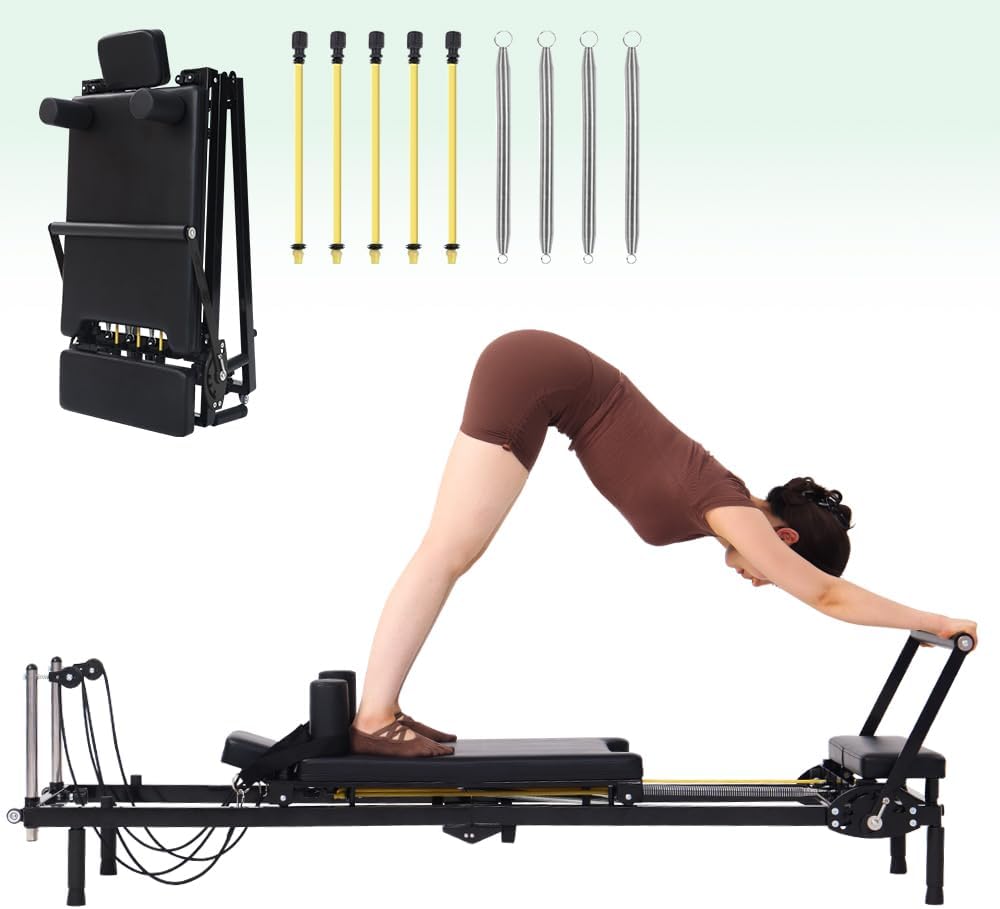 Home Gym Resistance Machine - جهاز بيلاتس ريفورمر قابل للطي، مقاومة