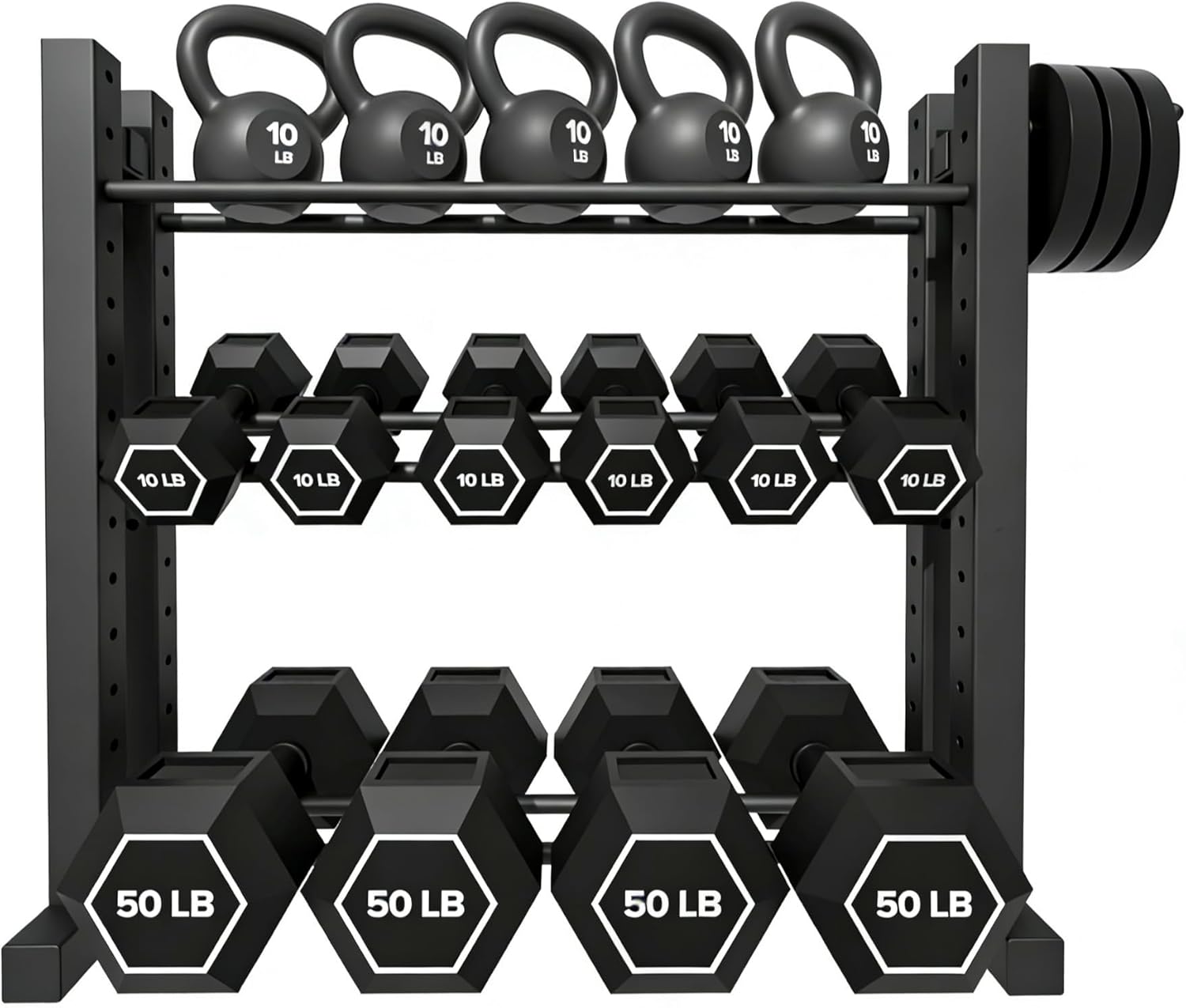 Home Gym Usa - حامل دمبل ثلاثي الطبقات للاستخدام المنزلي،
