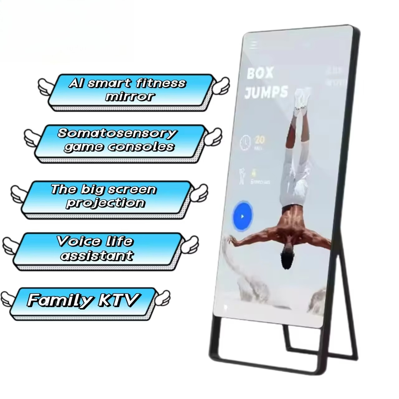 Home Gym Rubber Flooring - مرآة تدريب شخصية على الأرض LCD