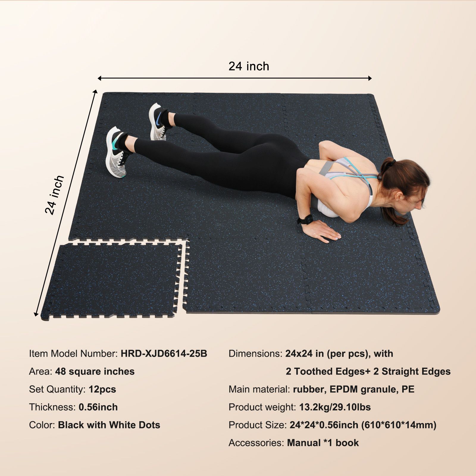 Home Gym Rubber Flooring - سجادات أرضية للجيم بسمك 0.56 بوصة،