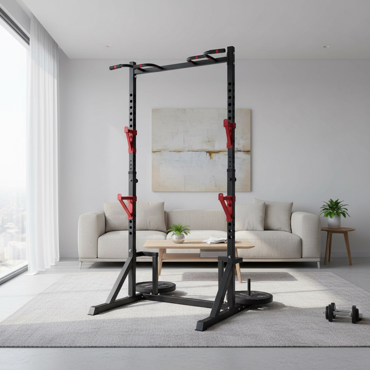 رف قوة قابل للتعديل مع قضيب سح - مراجعة Home Gym Gym Equipment وسعره