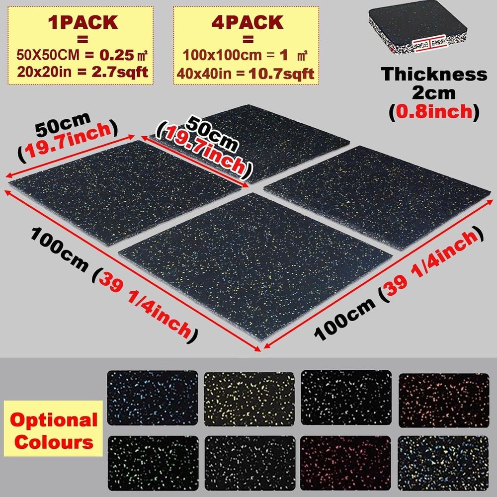 بلاط أرضي متشابك مقاس 40×40 بو - مراجعة Home Gym Rubber Flooring وسعره